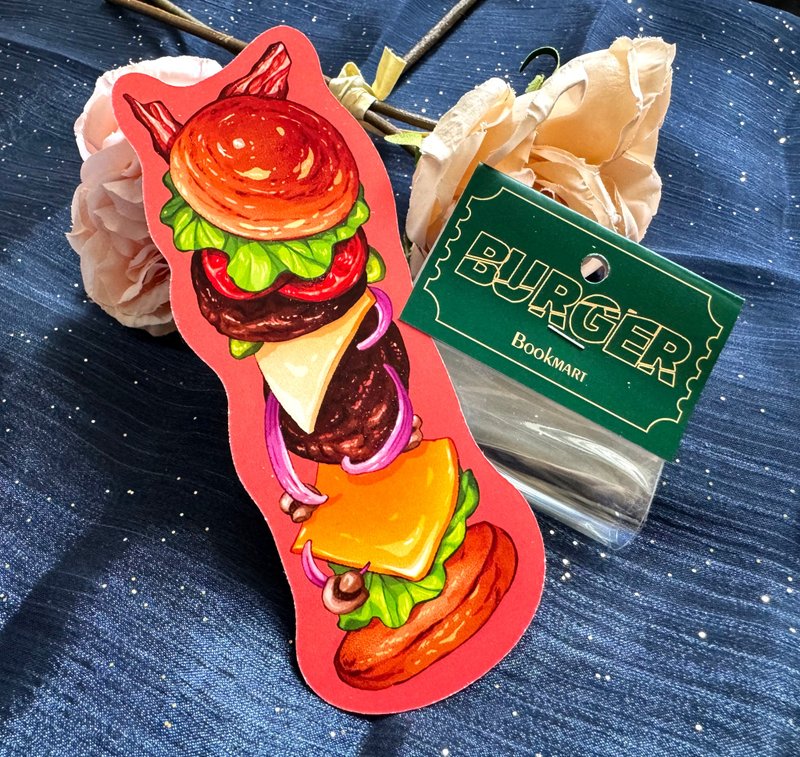 Food Illustration Bookmark - Burger - ที่คั่นหนังสือ - กระดาษ สีแดง