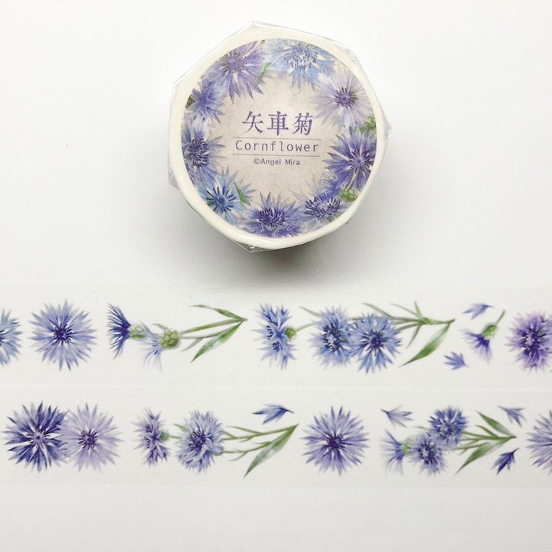 Cornflower white ink and paper tape - Washi Tape - Paper Blue