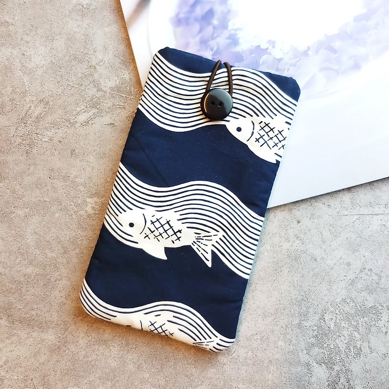 Customized phone bag, mobile phone bag, mobile phone protective cloth cover such as iPhone Samsung (P-223) - Phone Cases - Cotton & Hemp Black
