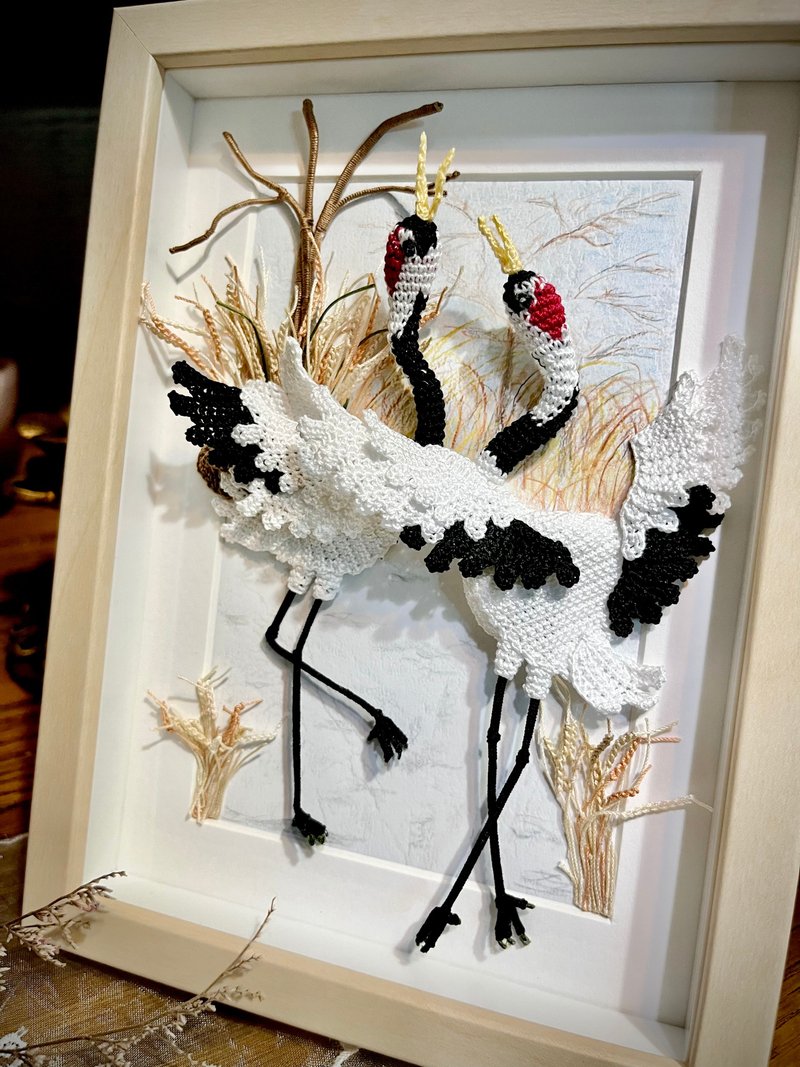 Dancing Cranes • 丹頂鶴 鉤織 編織 立體花畫 家居點綴 新居 - 擺飾/家飾品 - 棉．麻 多色