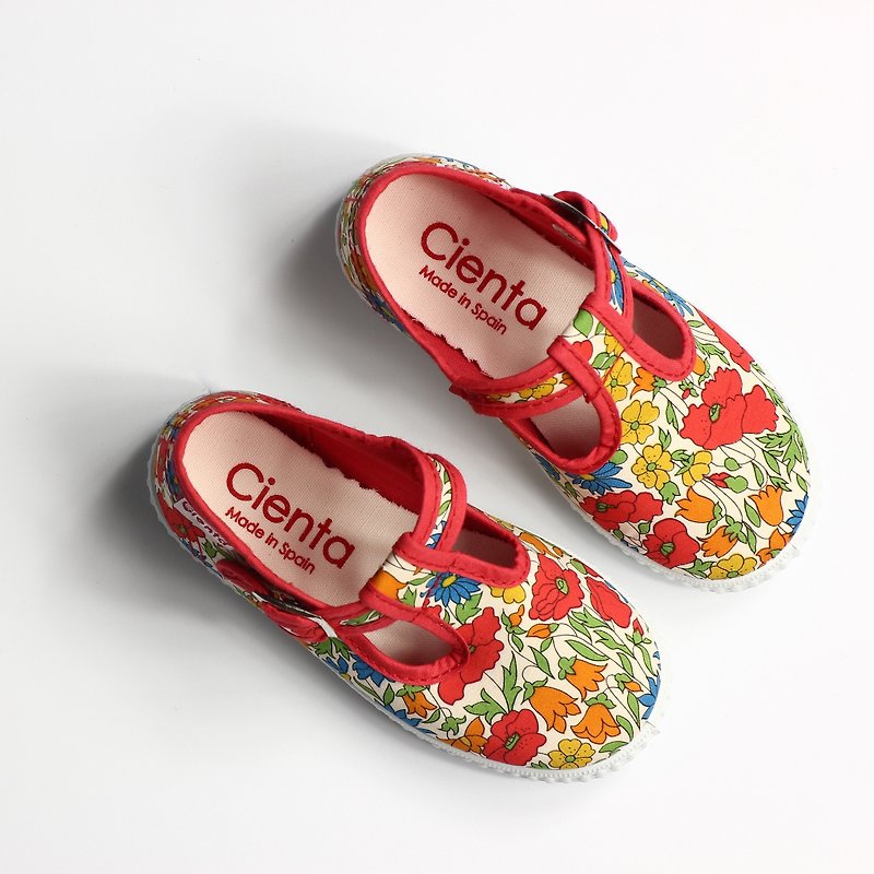 Spanish national red canvas shoes CIENTA 51076 06 children, child size - รองเท้าเด็ก - ผ้าฝ้าย/ผ้าลินิน สีแดง