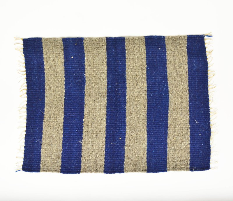手織りのストライプランチョンマット-フェアトレード - ランチョンマット - ウール ブルー