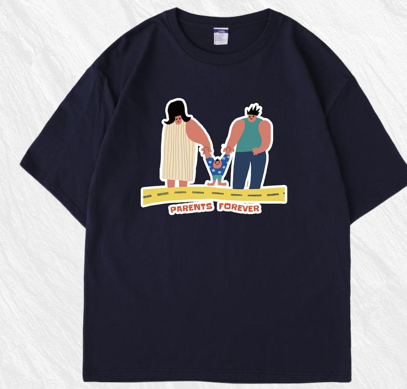 260g重磅插畫公益t-shirt - 帽T/大學T - 棉．麻 藍色