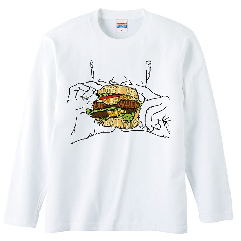 Long Sleeve T-shirt / Diet is messed up when you eat this - Men's T-Shirts & Tops - Cotton & Hemp White