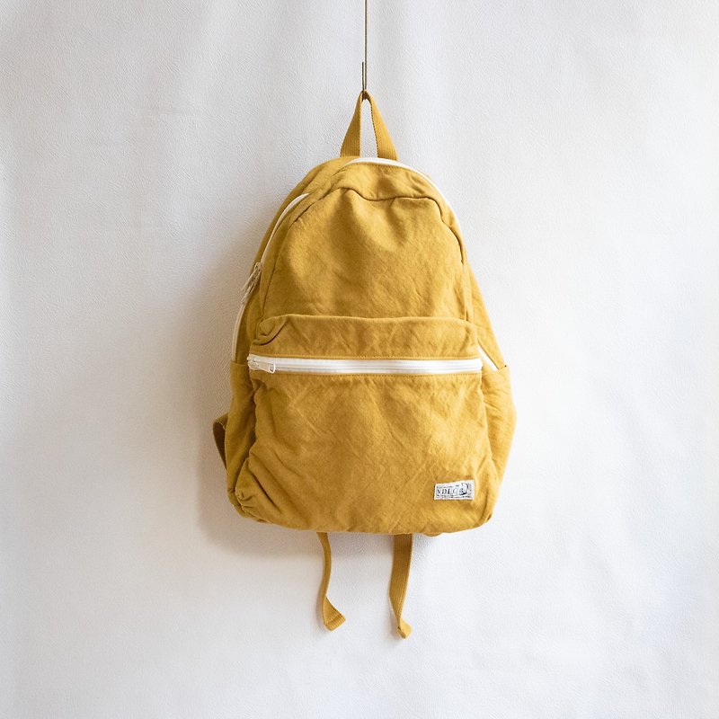 Backpack L [Mustard] (VC-29L) - กระเป๋าถือ - ผ้าฝ้าย/ผ้าลินิน สีเหลือง