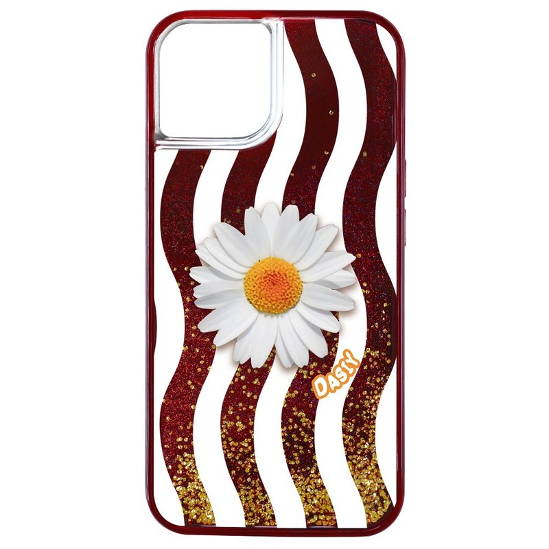 Red Velvet Quicksand Daisy Jumpsuit iPhone 15 14 13 Pro Max Anti-fall Phone Case - เคส/ซองมือถือ - วัสดุอีโค สีดำ