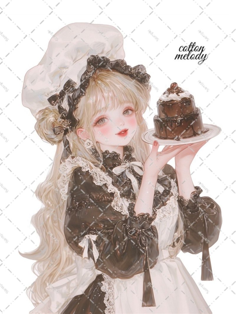 【限定】original sticker no.PM71 // nene様コラボ Patisserie Melody人物ステッカー cottonmelody - 貼紙 - 紙 