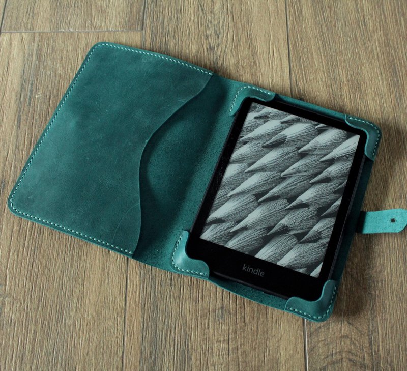 Kindle Paperwhite 11 gen 2021 6.8 inches leather case Personalized Teal - 平板/電腦保護殼/保護貼 - 真皮 綠色