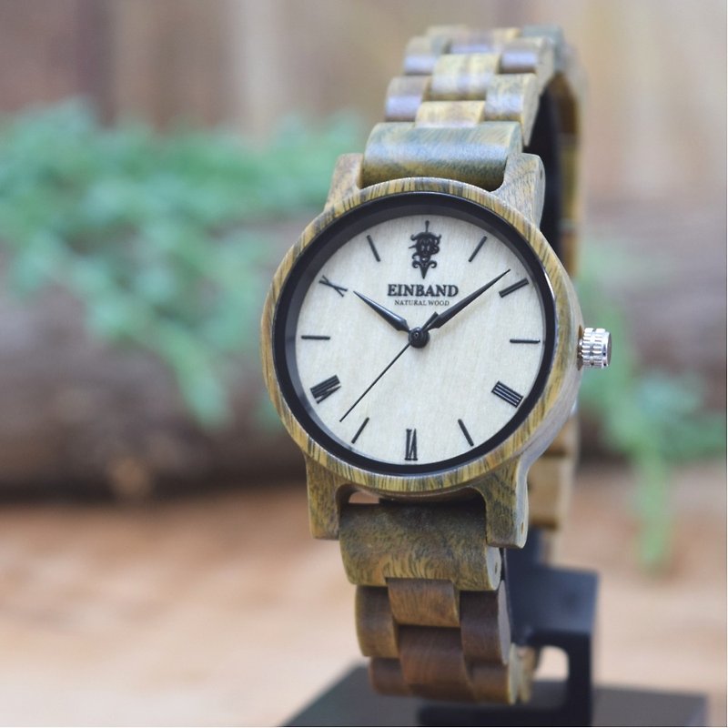 EINBAND Reise Green sandalwood 32mm Wooden Watch - นาฬิกาคู่ - ไม้ สีนำ้ตาล