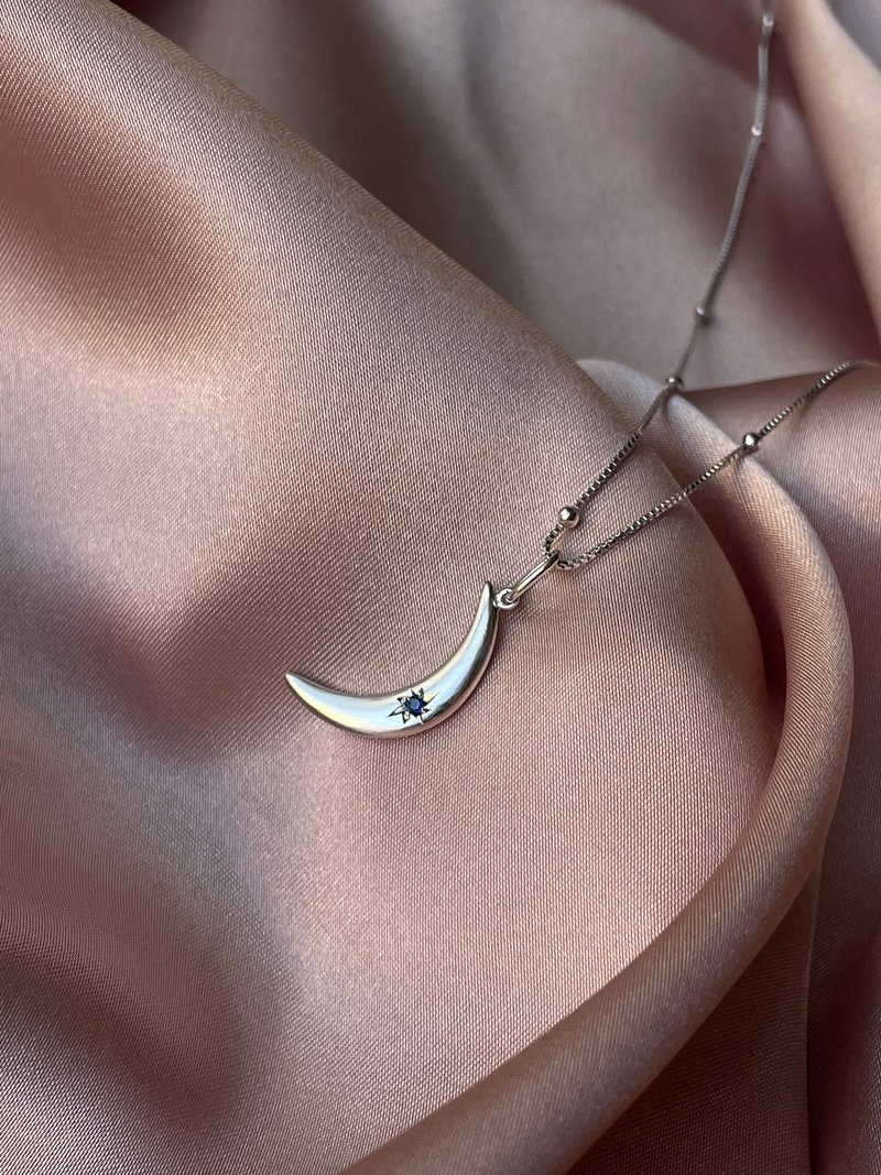 Sun, Moon and Stars-Twinkle original handmade pendant silver sterling silver rhodium plated - Necklaces - Sterling Silver Silver