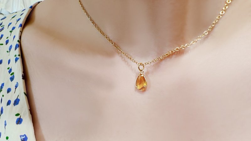 | Birthstone Series | November Citrine 925 Silver/14K Gold-filled Necklace Reversible Valentine's Day Gift - สร้อยคอ - วัสดุอื่นๆ สีทอง