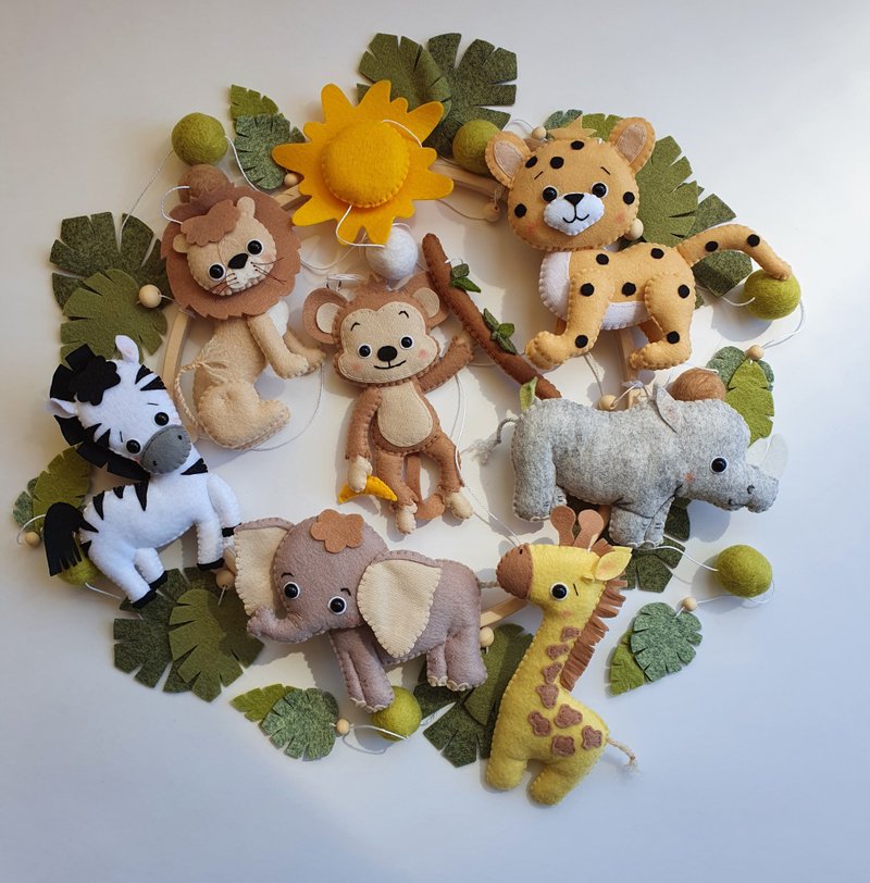 Safari mobile, Jungle mobile, elephant mobile, safari baby shower,safari nursery - Baby Gift Sets - Eco-Friendly Materials 