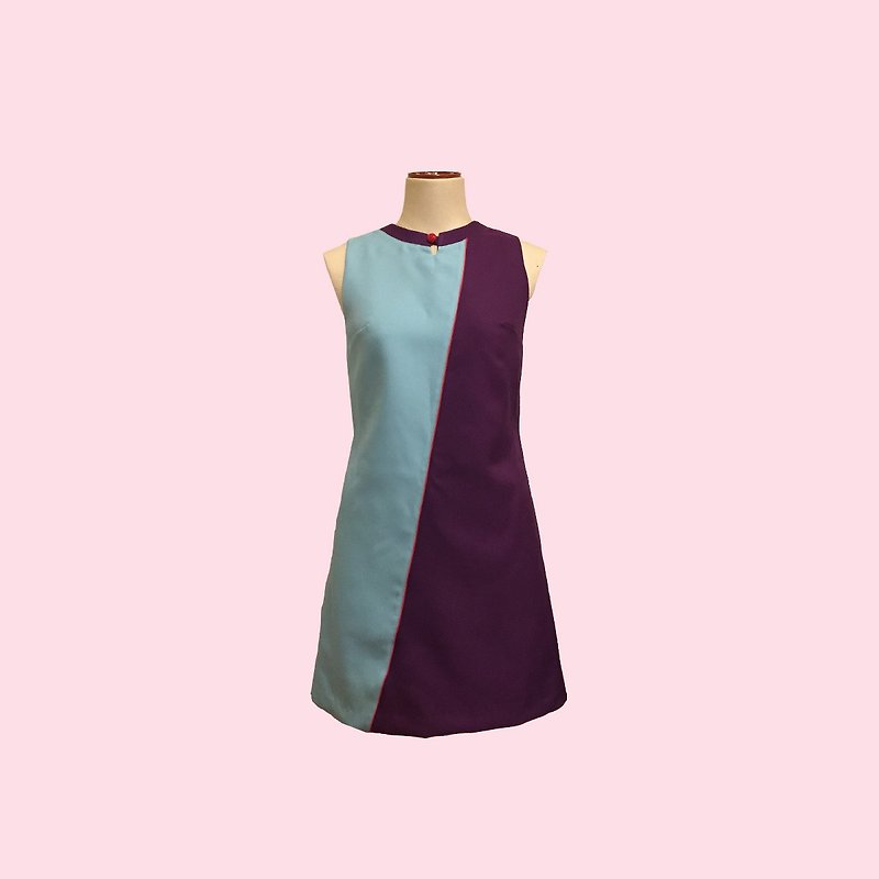 retro one-piece dress vittoria - ชุดเดรส - เส้นใยสังเคราะห์ สีม่วง