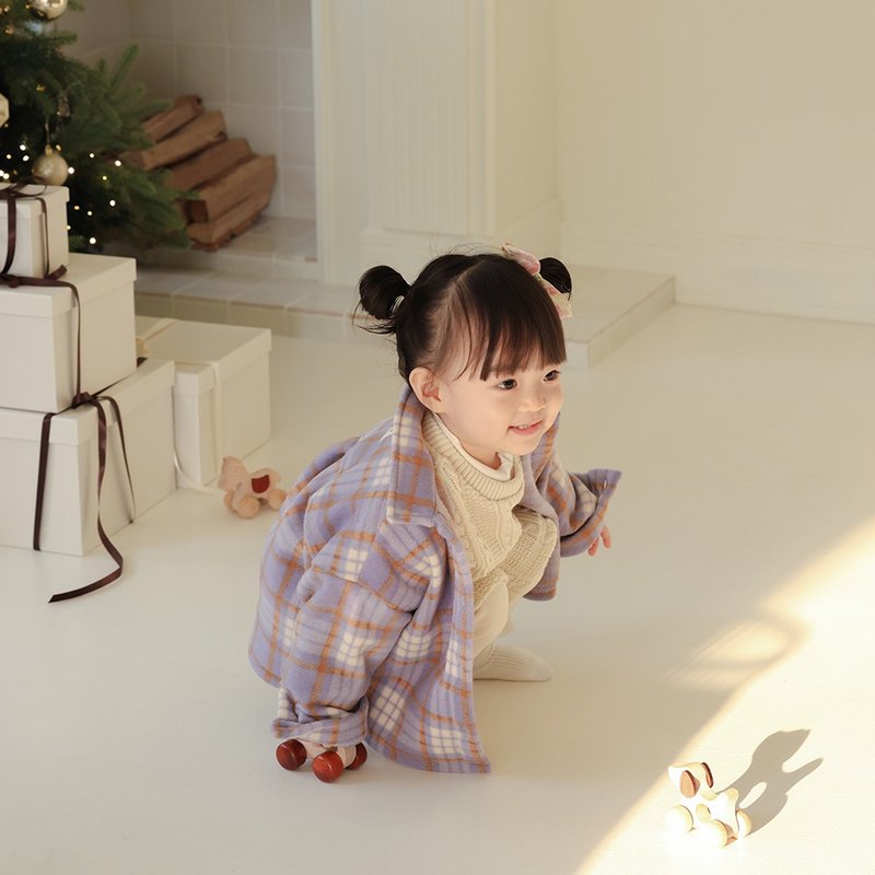 baby violet check loose fit shirts - 男/女童裝 - 其他材質 紫色
