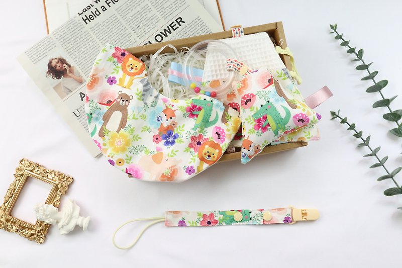 Mid-month gift box│Six-layer gauze mouth towel pacifier chain hand rattle:::Dream Garden - ของขวัญวันครบรอบ - ผ้าฝ้าย/ผ้าลินิน สีส้ม