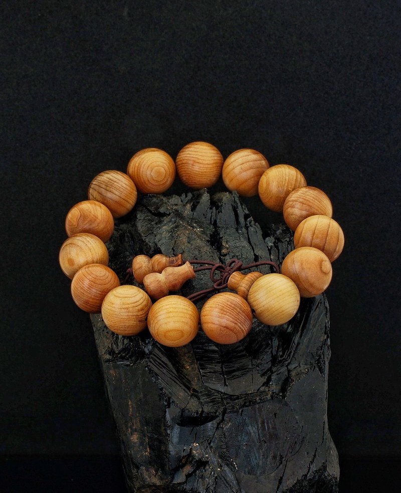 Wood Beads 14 15mm bracelet - สร้อยข้อมือ - ไม้ 