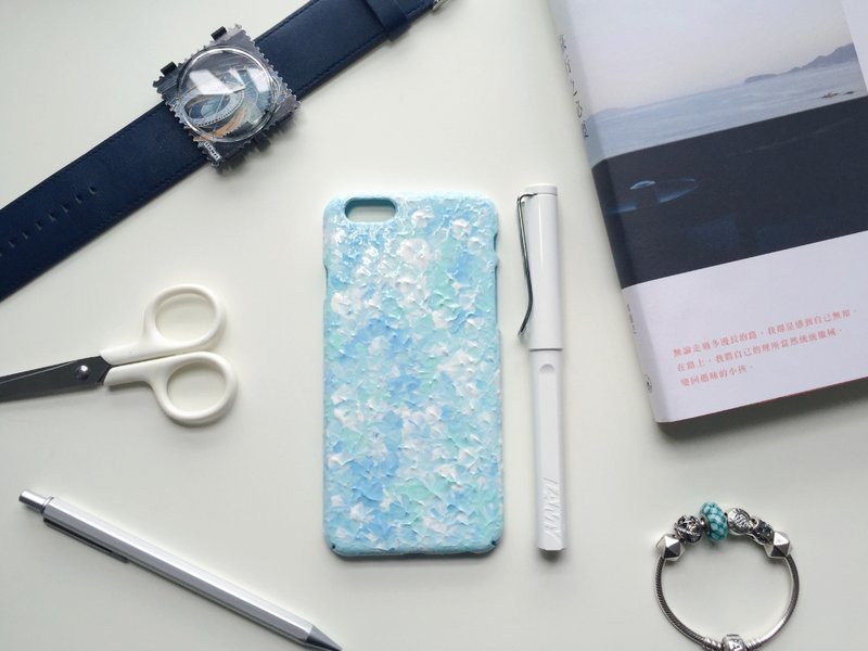 Yomarkett 手繪iphone 6 Case (淡藍X薄河綠) - 手機殼/手機套 - 防水材質 藍色