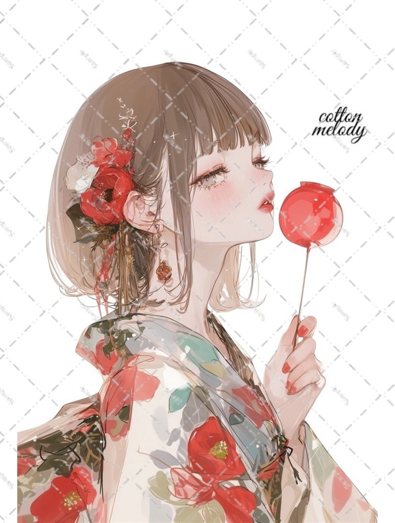 original sticker no.6414 人物ステッカー オリジナルステッカー 人物ステッカー 女の子ステッカー オリジナル人物ステッカー - 貼紙 - 紙 