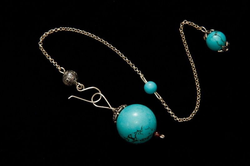 【Series of Pendulum】4 in 1 silver with Turquoise (necklace and bracelets) - สร้อยคอ - เครื่องเพชรพลอย 