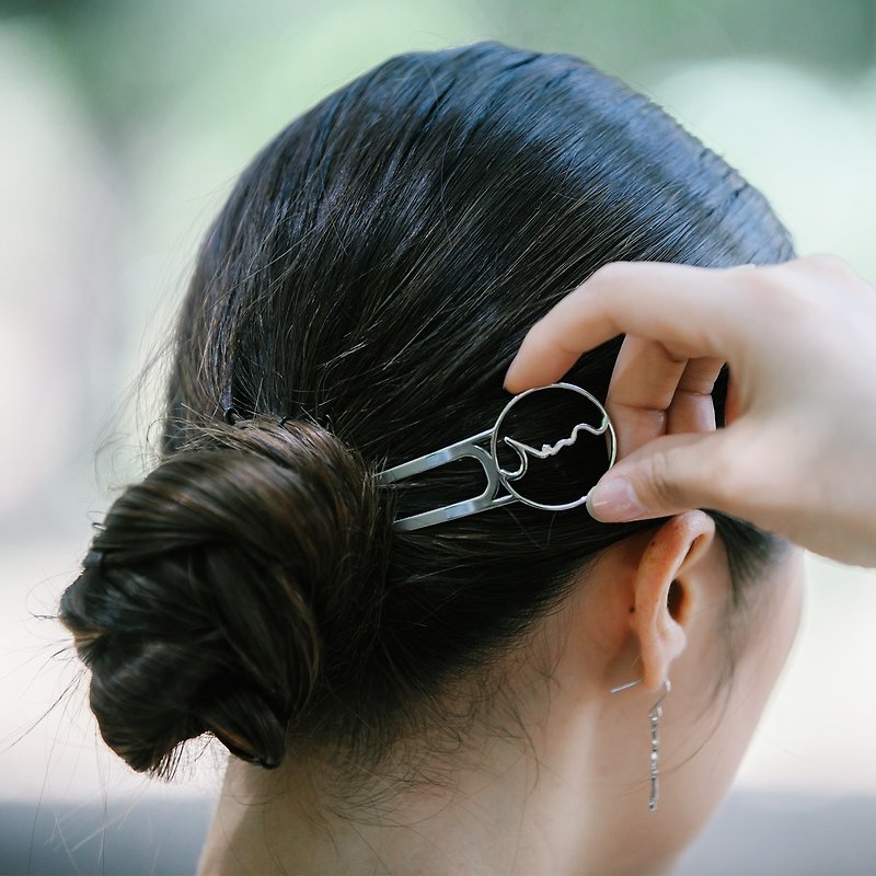 KANZASHI Hair pin 【hiragana / こころ (Heart)】 - Hair Accessories - Other Metals Silver