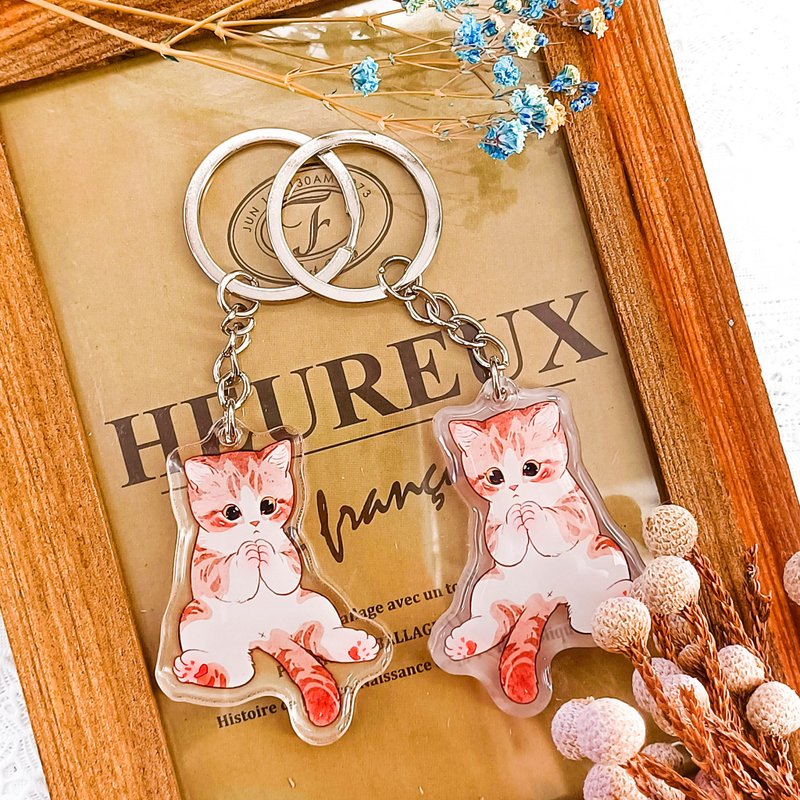 orange tabby A/stationery charm_ keychain - ที่ห้อยกุญแจ - พลาสติก หลากหลายสี