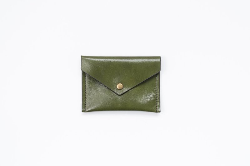 Leather business card holder (military green) - ที่เก็บนามบัตร - หนังแท้ สีเขียว