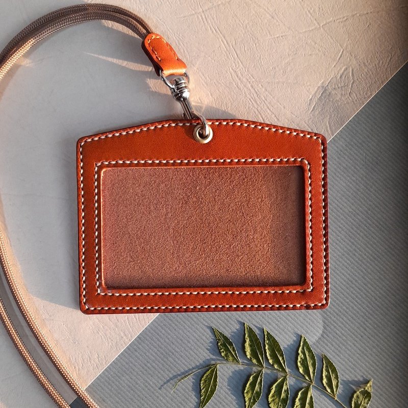 Handmade Leather Identification Card Cover (Type B) - Top Italian Vegetable Tanned Leather - ที่ใส่บัตรคล้องคอ - หนังแท้ 