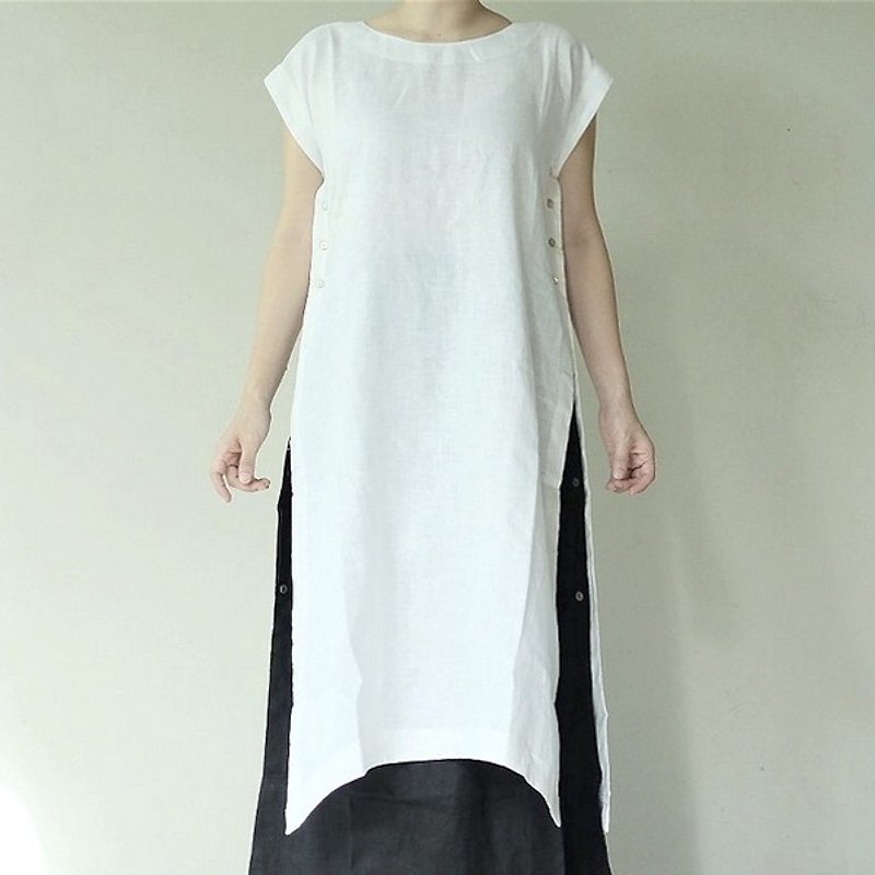 Anja tunic - เสื้อผู้หญิง - ผ้าฝ้าย/ผ้าลินิน ขาว