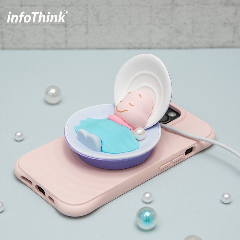 【超萌辦公小物】小牡蠣系列磁吸充電盤 - 無線充電盤/板/座 - 其他材質 粉紅色