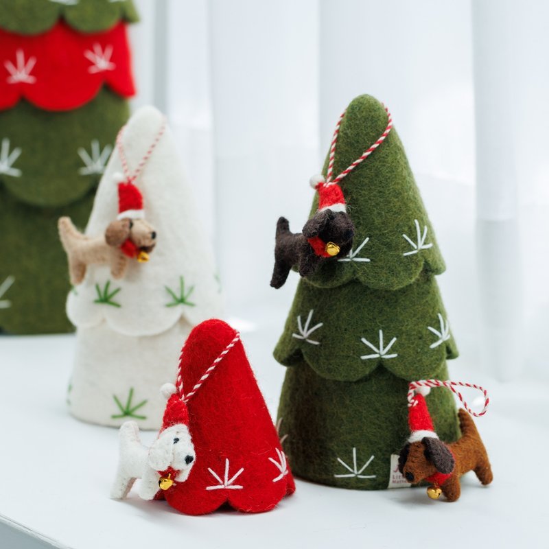 Wool Felt Christmas Pendant Dachshund Dog for Christmas - Charms - Wool Multicolor