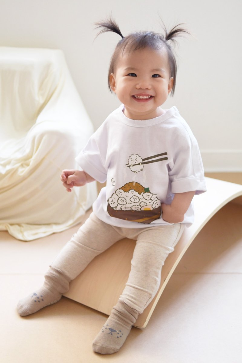 Kid-泡泡洋滷肉飯T-shirt - 男/女童裝 - 棉．麻 白色