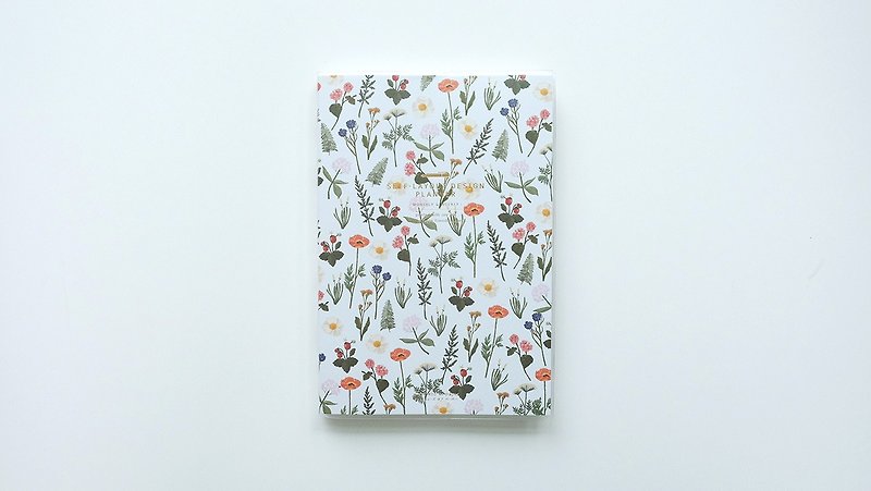 プランナーブック月次および週次A5サイズ：WILD FLOWERSパターン - ノート・手帳 - 紙 グリーン