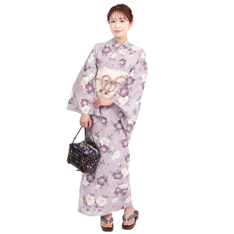 日本 和服 浴衣 女性 浴衣 腰封 2件組 S/F Size x23S/F-18 - 其他 - 棉．麻 紫色