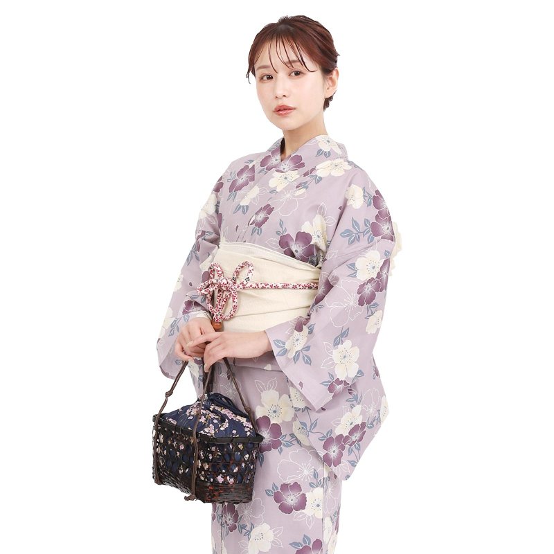日本 和服 浴衣 女性 浴衣 腰封 2件組 S/F Size x23S/F-18 - 其他 - 棉．麻 紫色