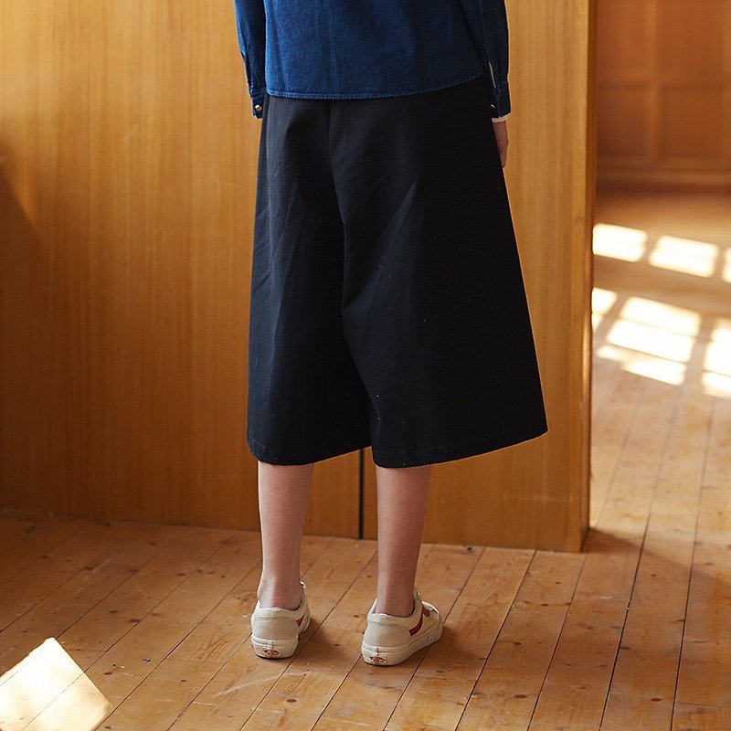 Heavy cotton wide leg culottes - Skirts - Cotton & Hemp Black