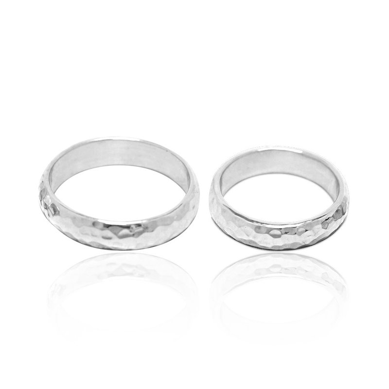素雅烙印 純銀對戒(4/6/8mm任選2只) 925銀飾 手工敲打 (一對價) - 對戒 - 純銀 銀色