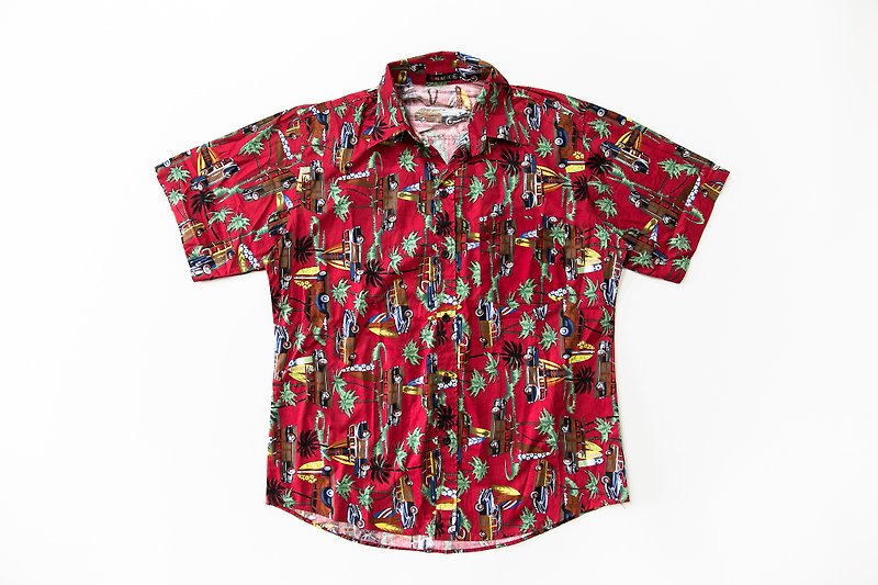 American shirt full version of the classic vintage red vintage - เสื้อเชิ้ตผู้ชาย - ผ้าฝ้าย/ผ้าลินิน สีแดง