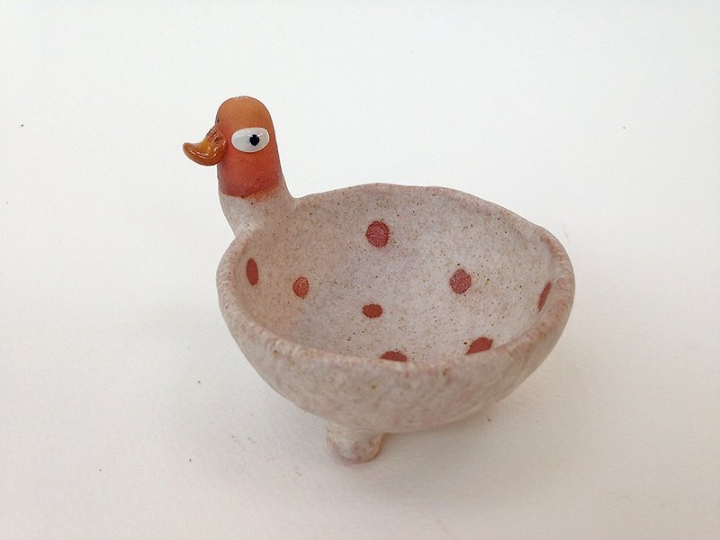 Long-neck duck bowl , ceramic , Handmade , earthenware - 花瓶/花器 - 陶 卡其色