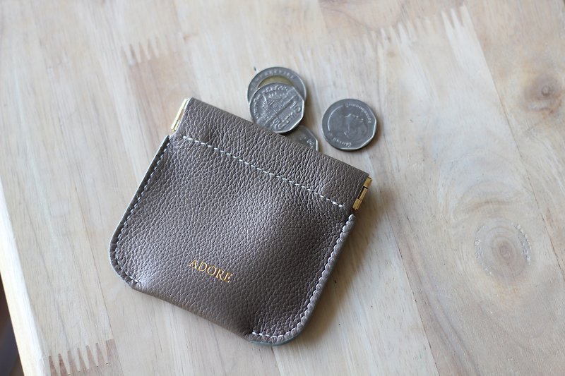 ADORE Leather coin purse - Taupe - กระเป๋าใส่เหรียญ - หนังแท้ สีกากี