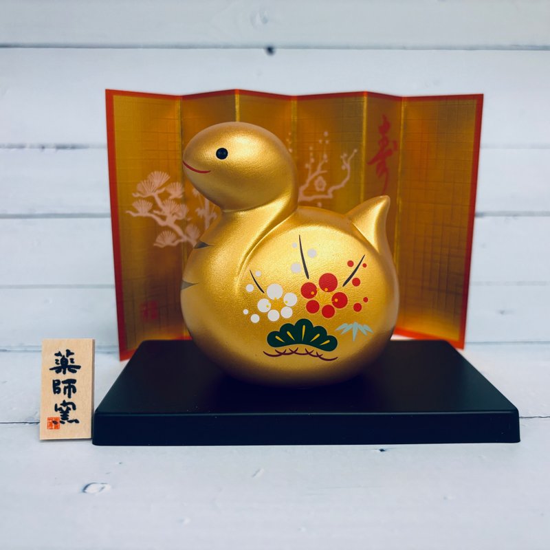 Cai Yao attracts good luck to snakes - golden blessings - pine, bamboo and plum - zodiac mascots (Year of the Snake), rebirth, good luck, and wealth - ตุ๊กตา - ดินเผา 