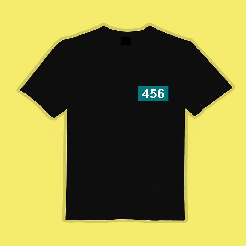 456 Lee Jung Jae Squid Game Text T Black T Spoof Clothes T-shirt Group Clothes Children's Clothes Short Sleeves - เสื้อยืดผู้ชาย - ผ้าฝ้าย/ผ้าลินิน หลากหลายสี