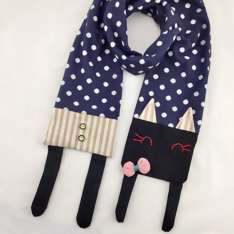 Cat modeling scarf --- warm and comfortable eye - ผ้าพันคอ - ผ้าฝ้าย/ผ้าลินิน 