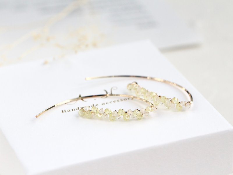 14kgf-lime green sherbet marquis pierced earrings - 耳環/耳夾/耳骨夾 - 其他金屬 綠色