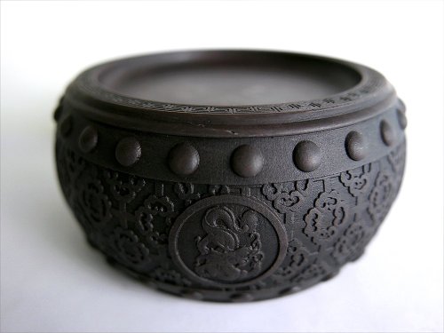 中華筆莊 — 文房四寶 文創禮品 【生肖鼓硯 - 龍】15cm 雙功能 石雕硯臺 水盂筆洗-原石端硯名品