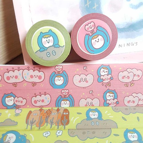 Ning's可愛小藍 Ning's-寬版紙膠帶 兩捲一起買、粉色售完
