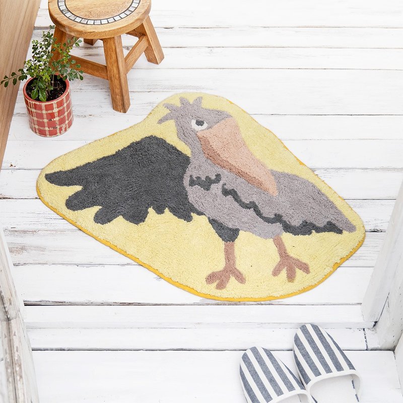 【Spot】【Reservation】Cute Shoebill Stork Carpet Made in India - Rugs & Floor Mats - Cotton & Hemp Yellow