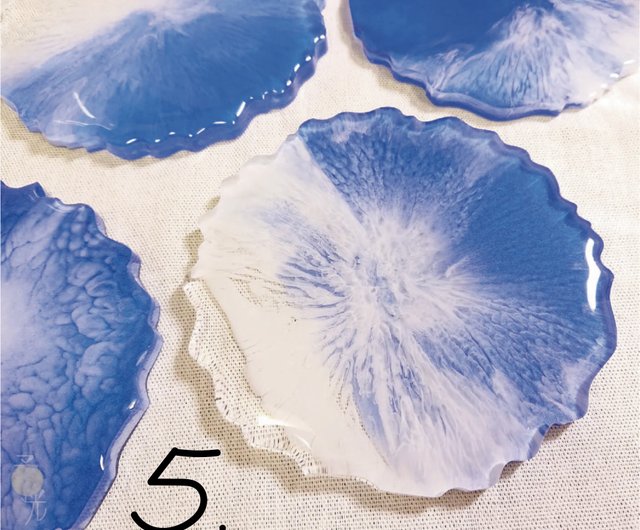 Blue Epoxy and Rambutan Coasters