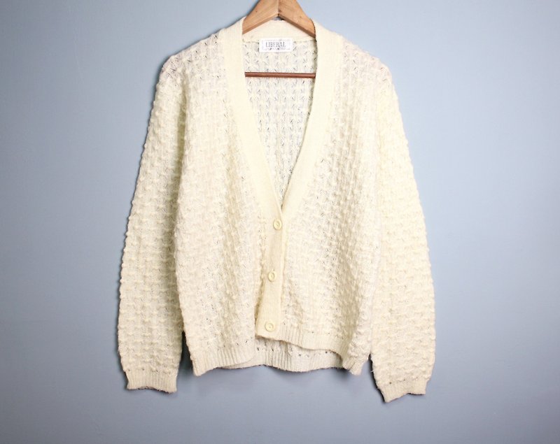 FOAK vintage free Tokyo hollow knitted sweater coat - สเวตเตอร์ผู้หญิง - ขนแกะ ขาว