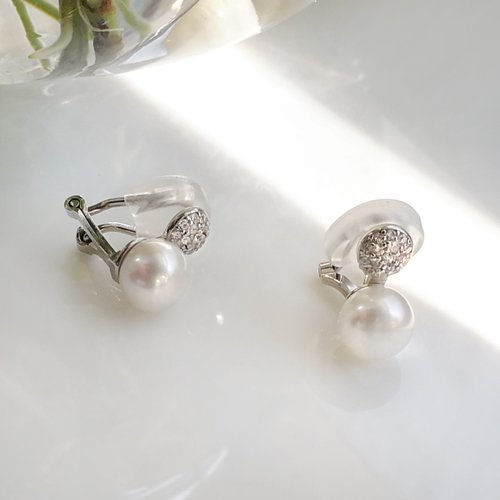 Bridal Secret Jewelry Clip Style-925純銀配養殖淡水珍珠夾式耳環