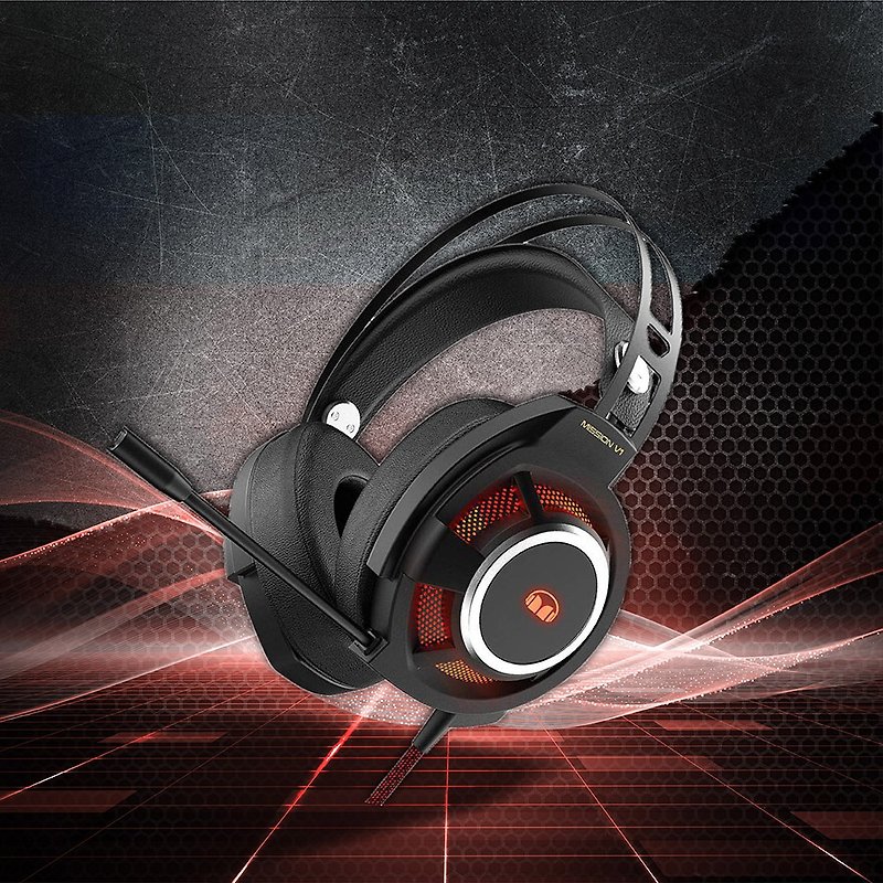 Monster Mission V1 Gaming Earmuffs Headset Microphone - Samurai Black - Headphones & Earbuds - Plastic Black